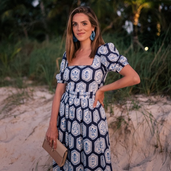 Agua by Agua Bendita Pomelo Floral-Printed Linen Maxi Dress - Picture 1 of 5